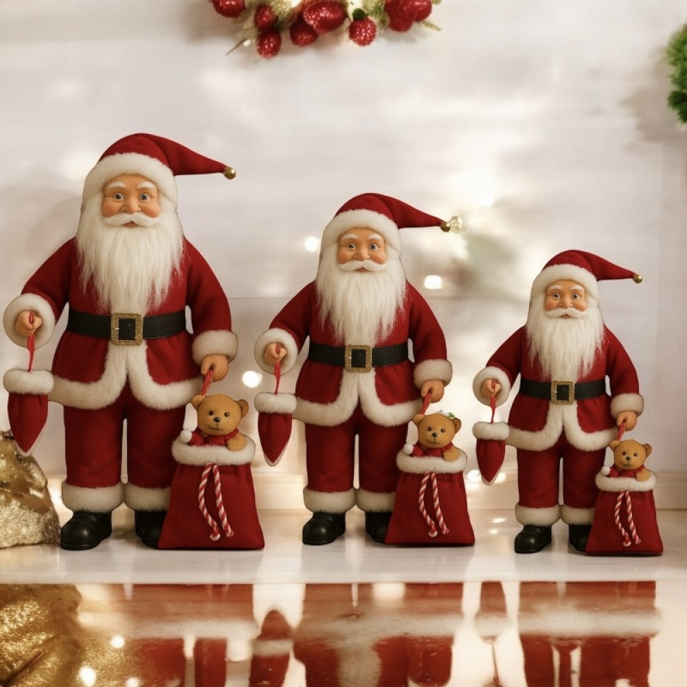 Σετ 3 Διακοσμητικών Άγιων Βασίληδων Με Κόκκινες Στολές