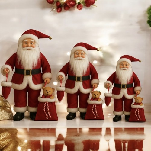 Σετ 3 Διακοσμητικών Άγιων Βασίληδων Με Κόκκινες Στολές