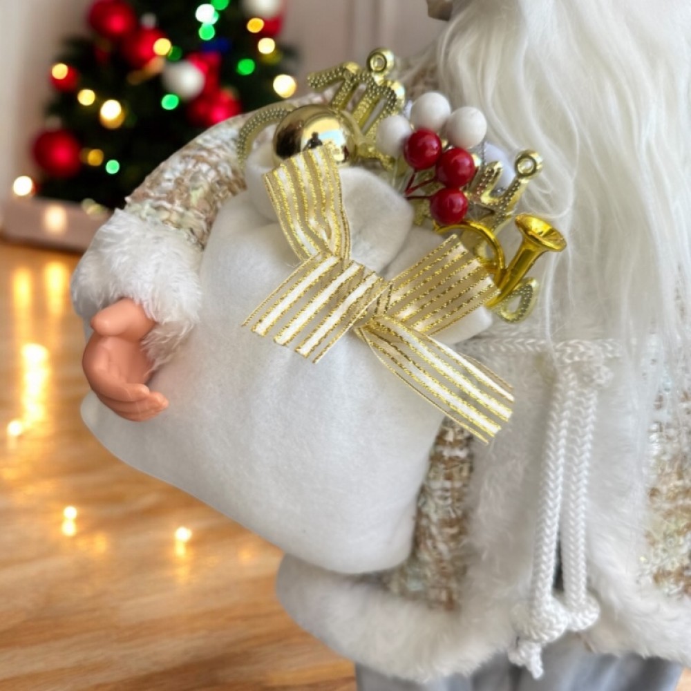 Χριστουγεννιάτικη Φιγούρα Άγιος Βασίλης Με Λευκή Στολή 31cm