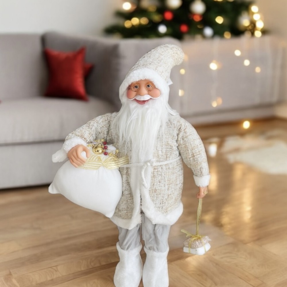 Χριστουγεννιάτικη Φιγούρα Άγιος Βασίλης Με Λευκή Στολή 46cm