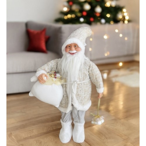Χριστουγεννιάτικη Φιγούρα Άγιος Βασίλης Με Λευκή Στολή 46cm
