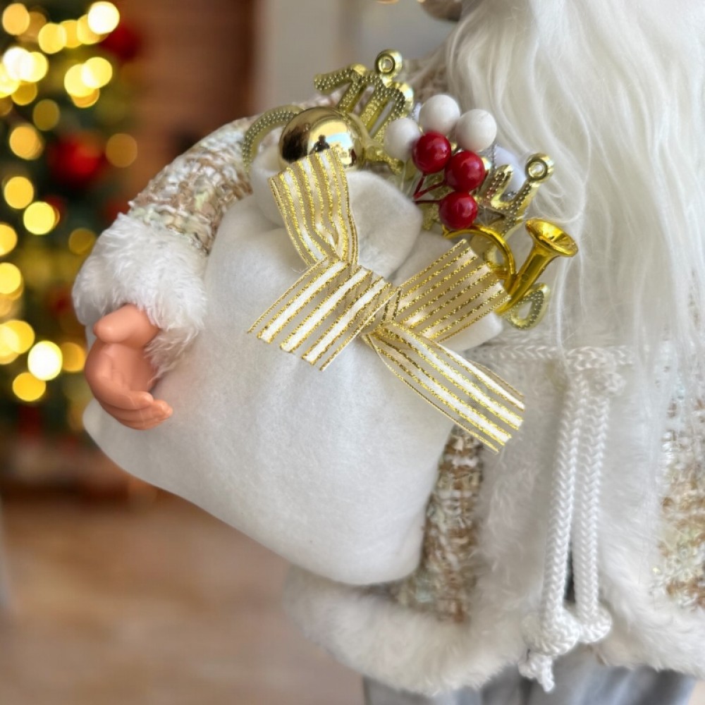 Χριστουγεννιάτικη Φιγούρα Άγιος Βασίλης Με Λευκή Στολή 61cm